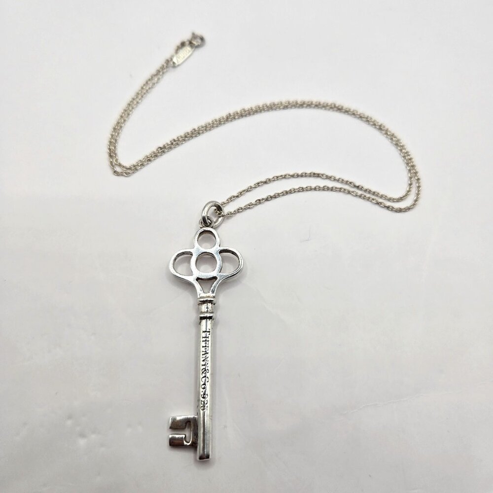 Tiffany & Co. Sterling Crown Key Pendant Necklace